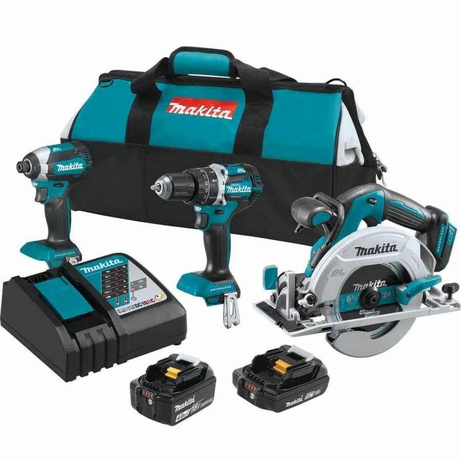 Power Tool Combo Kits * | Power Tool Combo Kits Makita 18-Volt Lxt Lithium-Ion Brushless Cordless Combo Kit (3-Tool)