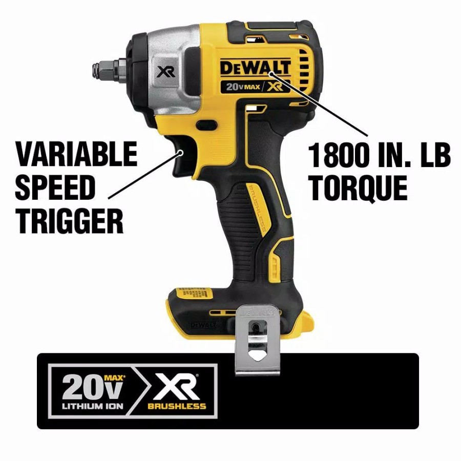 Impact Wrenches * | Impact Wrenches Dewalt 20-Volt Max Xr Cordless Brushless 3/8 In. Compact Impact Wrench, (2) 20-Volt 4.0Ah Batteries & (1) 20-Volt 5.0Ah Battery