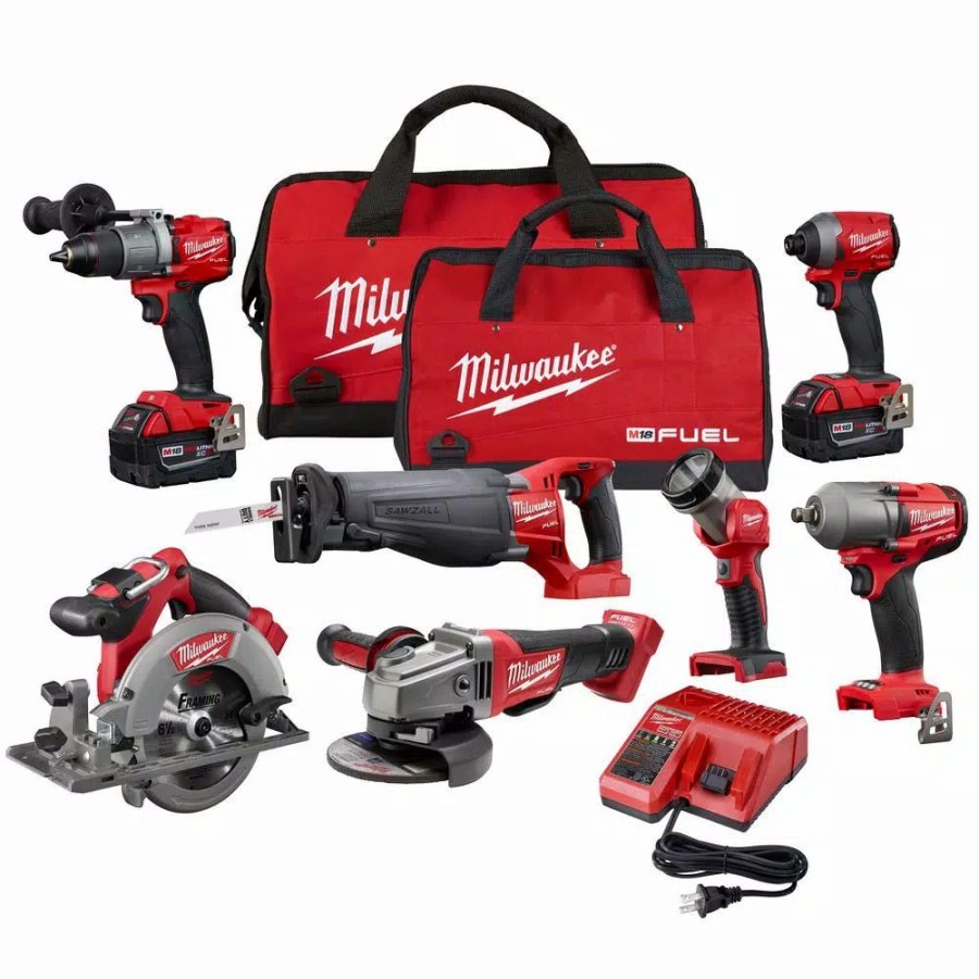 Power Tool Combo Kits * | Power Tool Combo Kits Milwaukee M18 Fuel 18-Volt Lithium-Ion Brushless Cordless Combo Kit (7-Tool) W/ (2) 5.0 Ah Batteries, (1) Charger, (2) Tool Bags