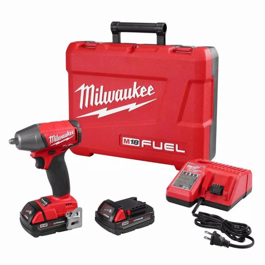 Impact Wrenches * | Impact Wrenches Milwaukee M18 Fuel 18-Volt Lithium-Ion Brushless Cordless 3/8 In. Impact Wrench W/ Friction Ring Kit W/ (2) 2.0Ah Batteries