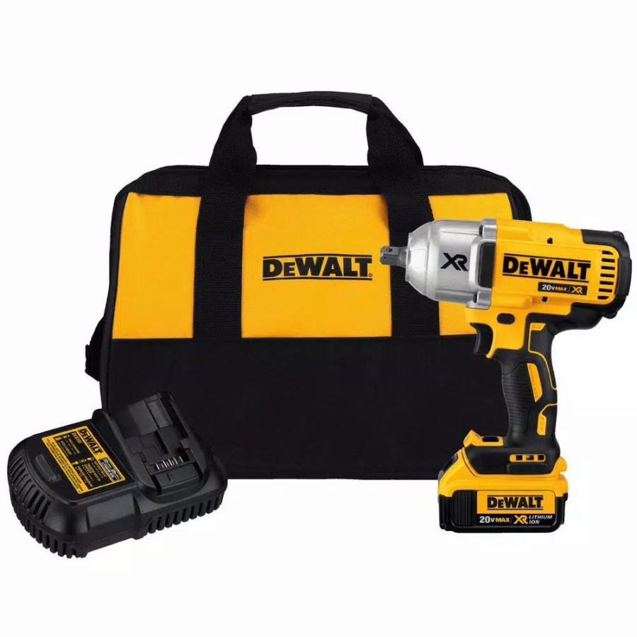 Impact Wrenches * | Impact Wrenches Dewalt 20-Volt Max Xr Cordless Brushless 1/2 In. High Torque Impact Wrench With Detent Pin Anvil, (1) 20-Volt 4.0Ah Battery