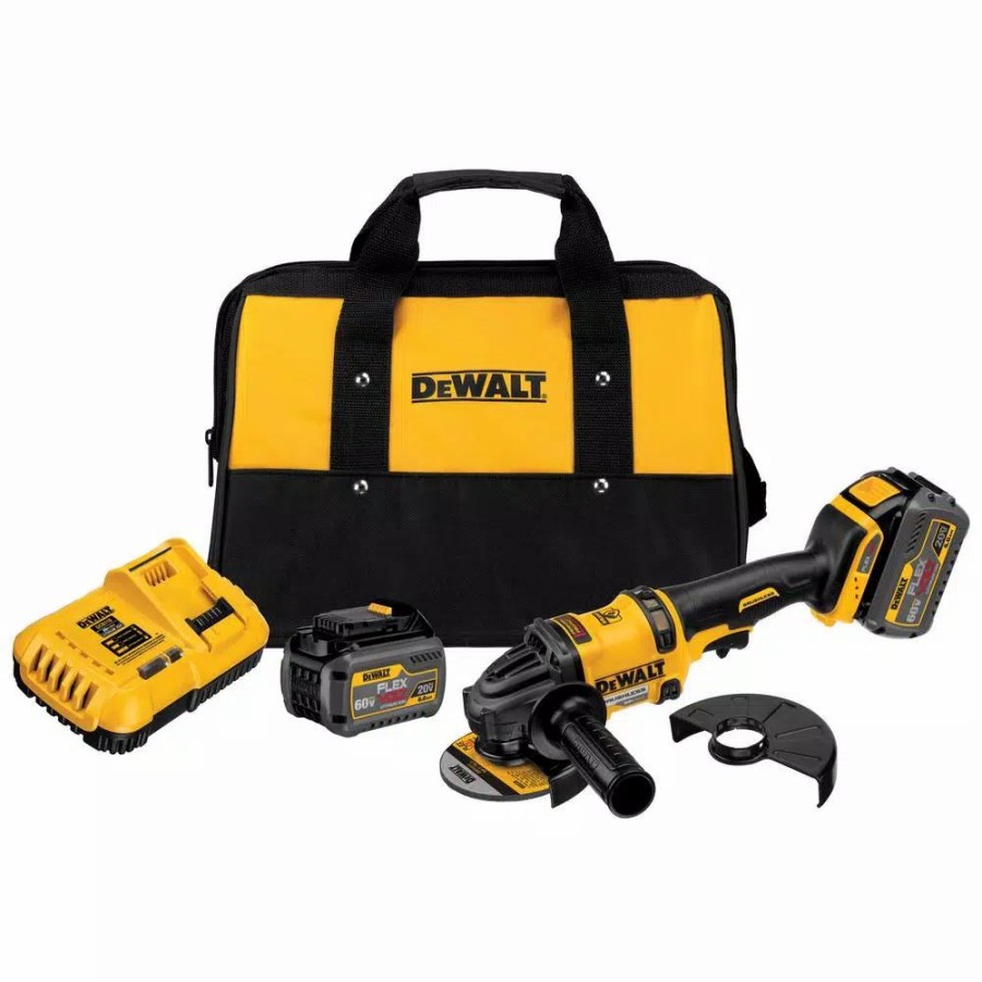 Power Tool Combo Kits * | Power Tool Combo Kits Dewalt Flexvolt 60-Volt Max Cordless Brushless 4-1/2 In. Angle Grinder, (2) Flexvolt 6.0Ah Batteries & Hammer Drill/Driver