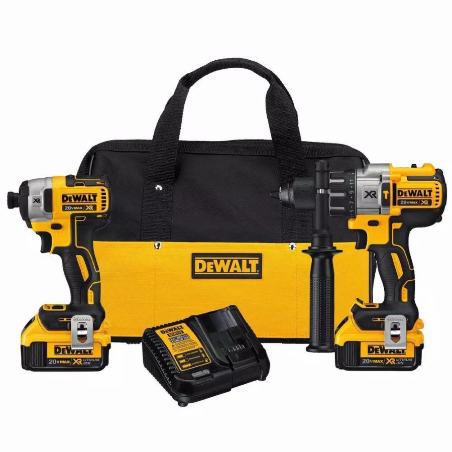 Power Tool Combo Kits * | Power Tool Combo Kits Dewalt 20-Volt Max Xr Cordless Brushless Hammer Drill/Impact Combo Kit (2-Tool) With (2) 20-Volt 4.0Ah Batteries & Charger