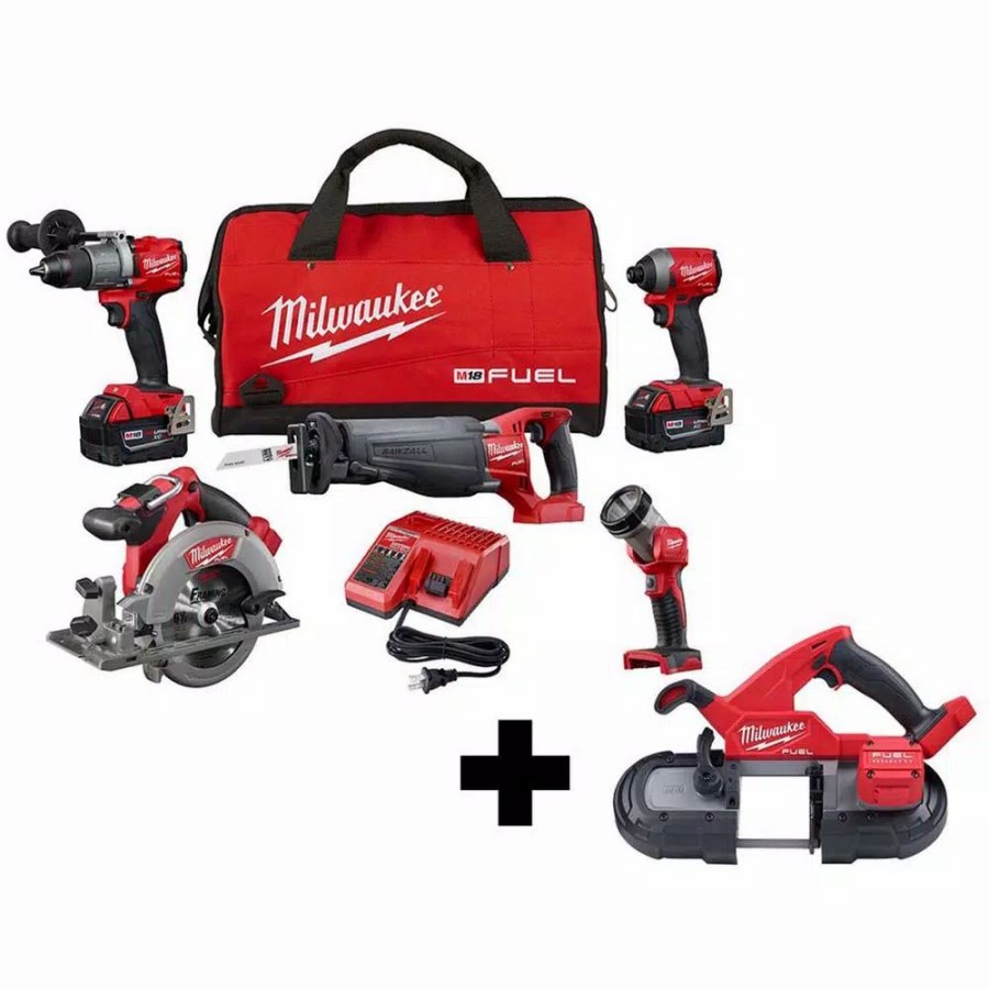 Power Tool Combo Kits * | Power Tool Combo Kits Milwaukee M18 Fuel 18-Volt Lithium-Ion Brushless Cordless Combo Kit (5-Tool) With M18 Fuel Compact Bandsaw