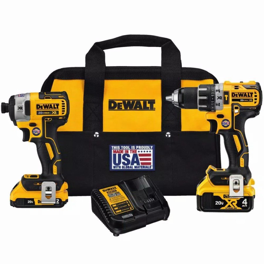 Power Tool Combo Kits * | Power Tool Combo Kits Dewalt 20-Volt Max Xr Cordless Brushless Hammer Drill/Impact Combo Kit (2-Tool) With (1) 4.0Ah Battery & (1) 2.0Ah Battery