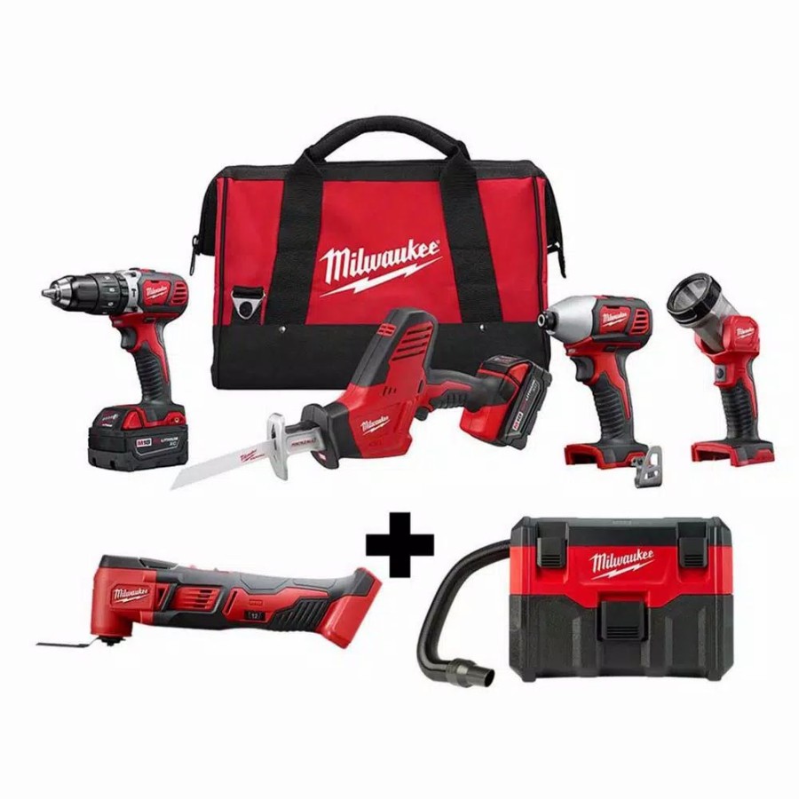 Power Tool Combo Kits * | Power Tool Combo Kits Milwaukee M18 18-Volt Lithium-Ion Cordless Combo Tool Kit (4-Tool) W/ Oscillating Multi-Tool And Wet/Dry Vacuum