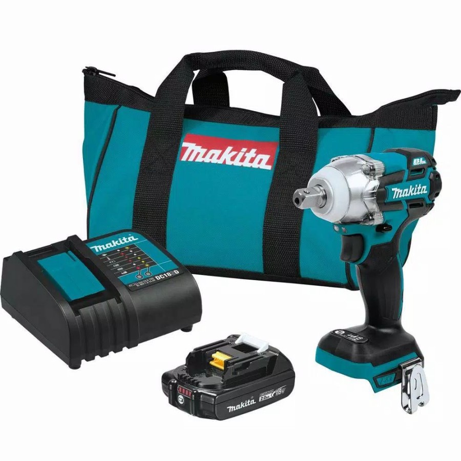 Impact Wrenches * | Impact Wrenches Makita 18-Volt Lxt Lithium-Ion Compact Brushless Cordless 1/2 In. 3-Speed Impact Wrench Kit 2.0 Ah