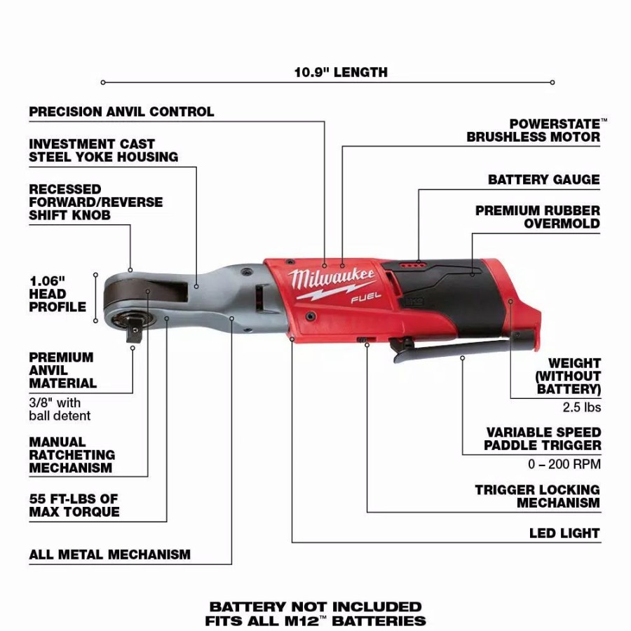 Power Tool Combo Kits * | Power Tool Combo Kits Milwaukee M12 Fuel 12-Volt Lithium-Ion Brushless Cordless Ratchet & Impact Combo Kit (3-Tool) With (2) 2.0Ah Battery & Charger