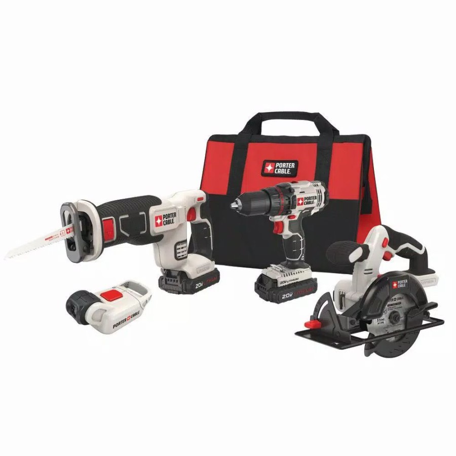 Power Tool Combo Kits * | Power Tool Combo Kits Porter-Cable 20-Volt Max Lithium-Ion Cordless Combo Kit (4-Tool)