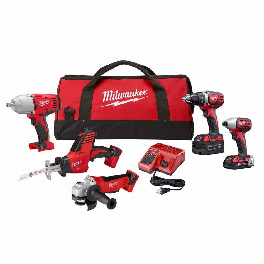 Power Tool Combo Kits * | Power Tool Combo Kits Milwaukee M18 18-Volt Lithium-Ion Cordless Combo Tool Kit (5-Tool) With Two Batteries, Charger, Tool Bag