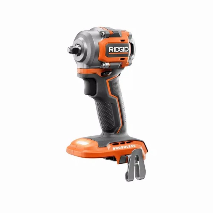 Impact Wrenches * | Impact Wrenches Ridgid 18-Volt Subcompact Lithium-Ion Cordless Brushless 3/8 In. Impact Wrench (Tool Only) With Belt Clip