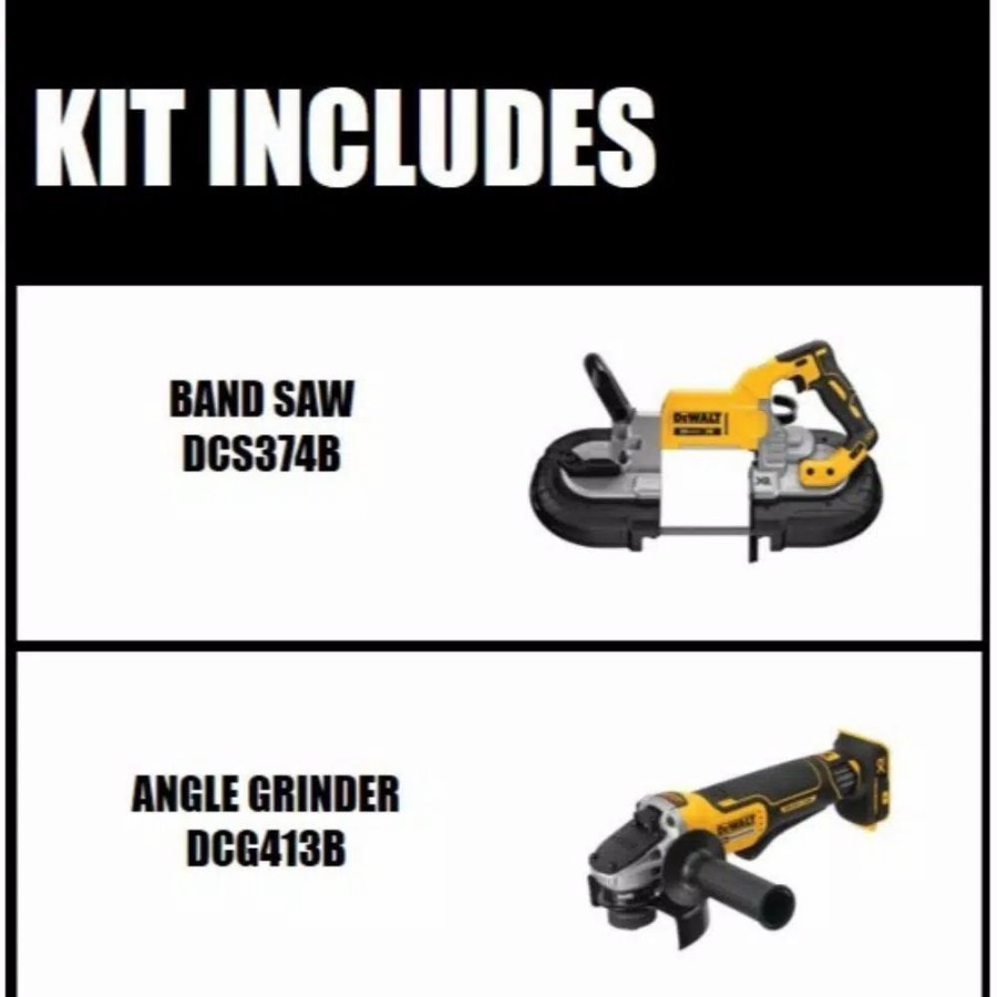 Power Tool Combo Kits * | Power Tool Combo Kits Dewalt 20-Volt Max Xr Cordless Brushless Deep Cut Band Saw With 4-1/2 In. Grinder