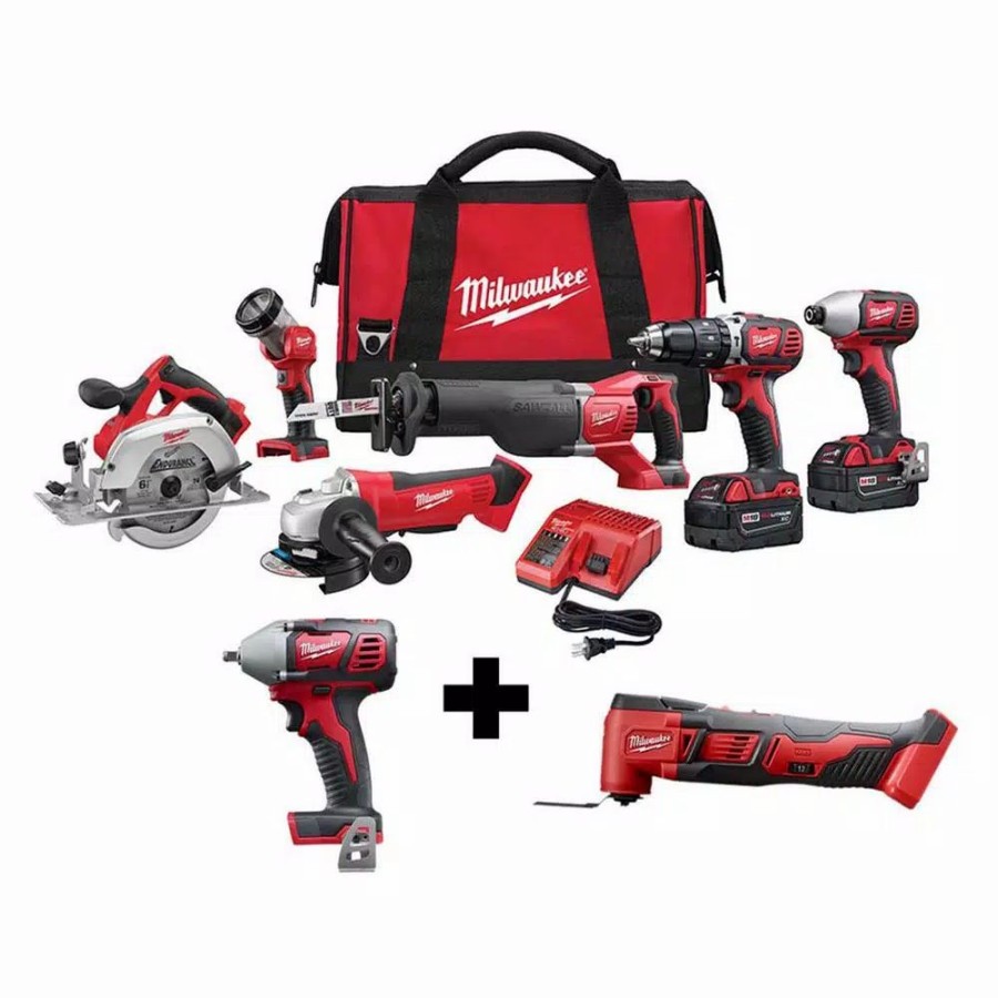 Power Tool Combo Kits * | Power Tool Combo Kits Milwaukee M18 18-Volt Lithium-Ion Cordless Combo Tool Kit (6-Tool) W/ 3/8 In. Impact Wrench And Oscillating Multi Tool