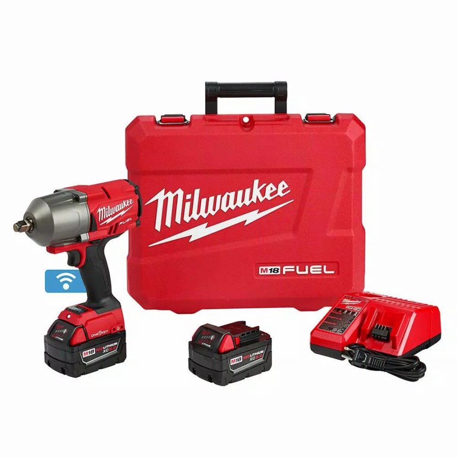 Impact Wrenches * | Impact Wrenches Milwaukee M18 Fuel One-Key 18-Volt Lithium-Ion Brushless Cordless 1/2 In. Impact Wrench W/ Friction Ring Kit W/(2) 5.0Ah Batteries