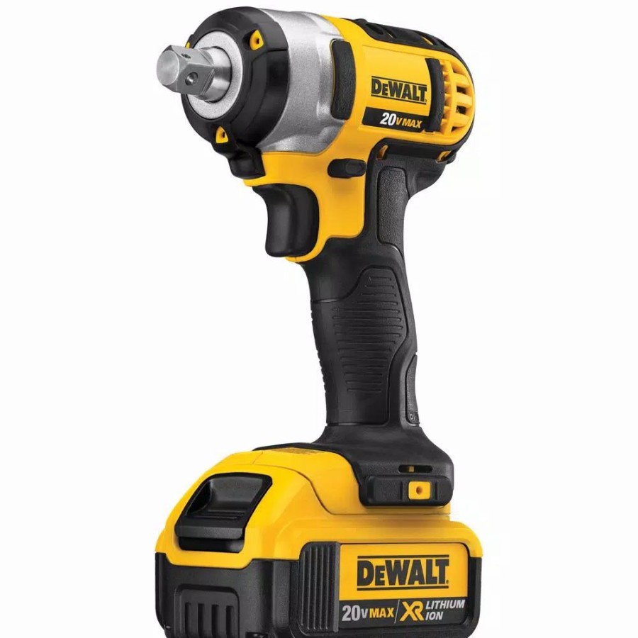 Impact Wrenches * | Impact Wrenches Dewalt 20-Volt Max Cordless 1/2 In. Impact Wrench Kit With Hog Ring, (2) 20-Volt 4.0Ah Batteries & Charger