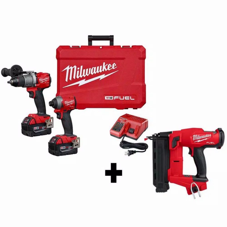 Power Tool Combo Kits * | Power Tool Combo Kits Milwaukee M18 Fuel 18-Volt Lithium-Ion Brushless Cordless Hammer Drill And Impact Driver Combo Kit (2-Tool) W/ 18G Brad Nailer