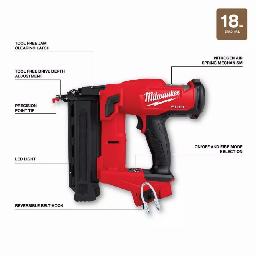 Power Tool Combo Kits * | Power Tool Combo Kits Milwaukee M18 Fuel 18-Volt Lithium-Ion Brushless Cordless Hammer Drill And Impact Driver Combo Kit (2-Tool) W/ 18G Brad Nailer