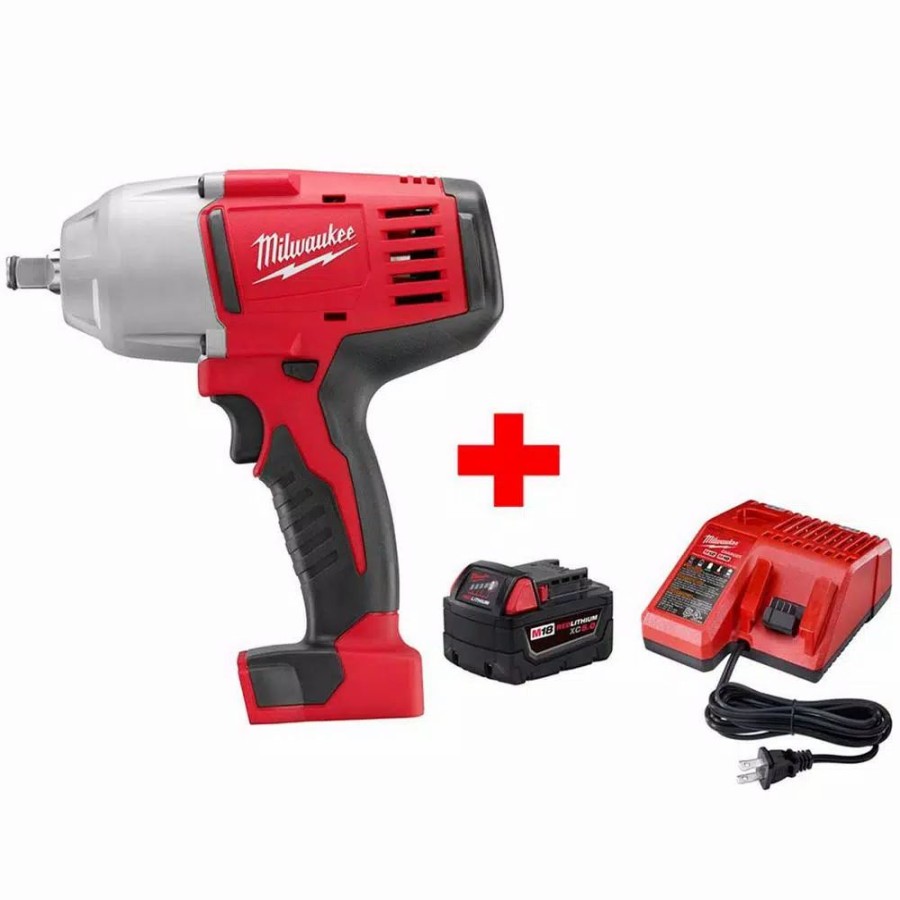 Impact Wrenches * | Impact Wrenches Milwaukee M18 18-Volt Lithium-Ion Cordless 1/2 In. Impact Wrench W/ Friction Ring W/ (1) 5.0Ah Battery And Charger