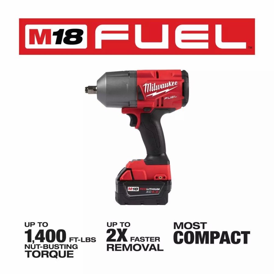 Impact Wrenches * | Impact Wrenches Milwaukee M18 Fuel 18-Volt Lithium-Ion Brushless Cordless 1/2 In. Impact Wrench With Friction Ring Kit W/ Fuel Impact Driver