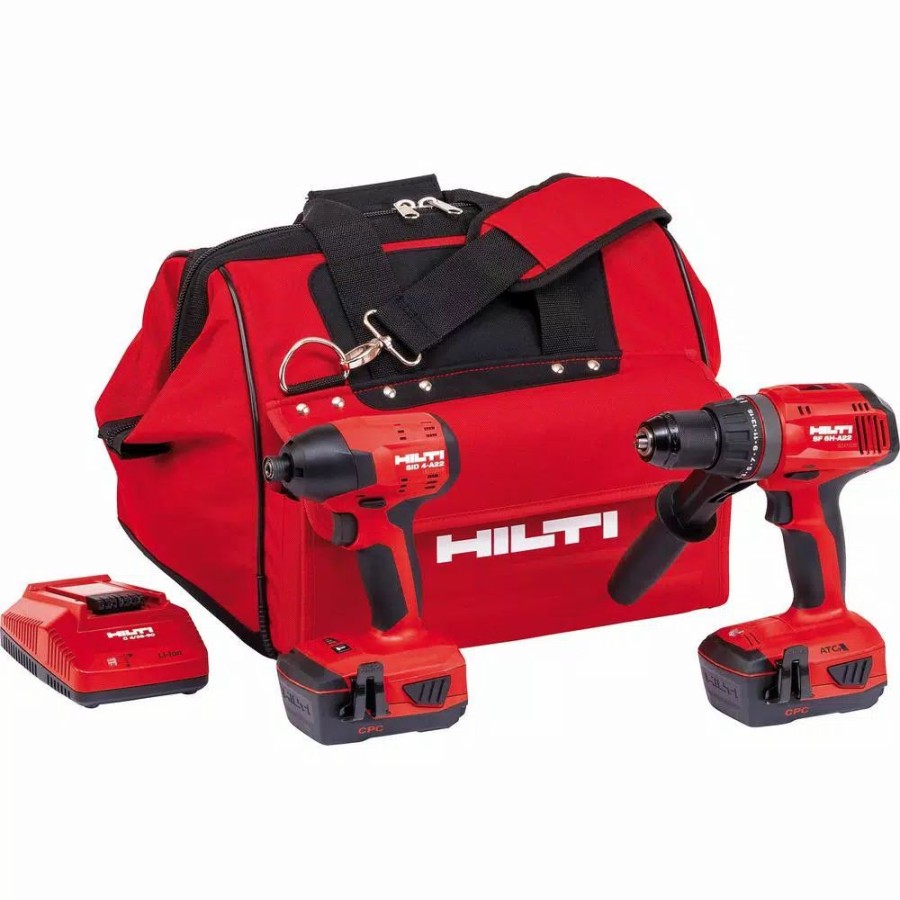 Power Tool Combo Kits * | Power Tool Combo Kits Hilti 22-Volt Lithium-Ion Keyless Chuck Cordless Hammer Drill Driver/Brushless Impact Driver Combo Kit (Batteries Included)