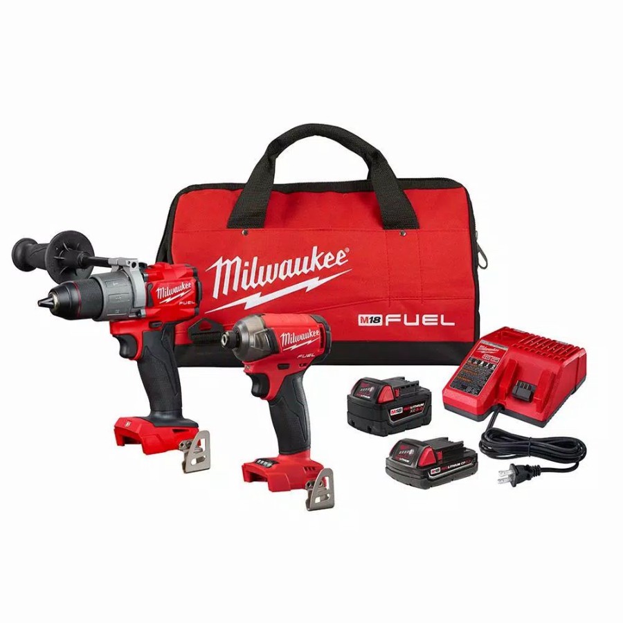 Power Tool Combo Kits * | Power Tool Combo Kits Milwaukee M18 Fuel 18-Volt Lithium-Ion Brushless Cordless Surge Impact Driver/Hammer Drill Combo Kit (2-Tool) With 2-Batteries