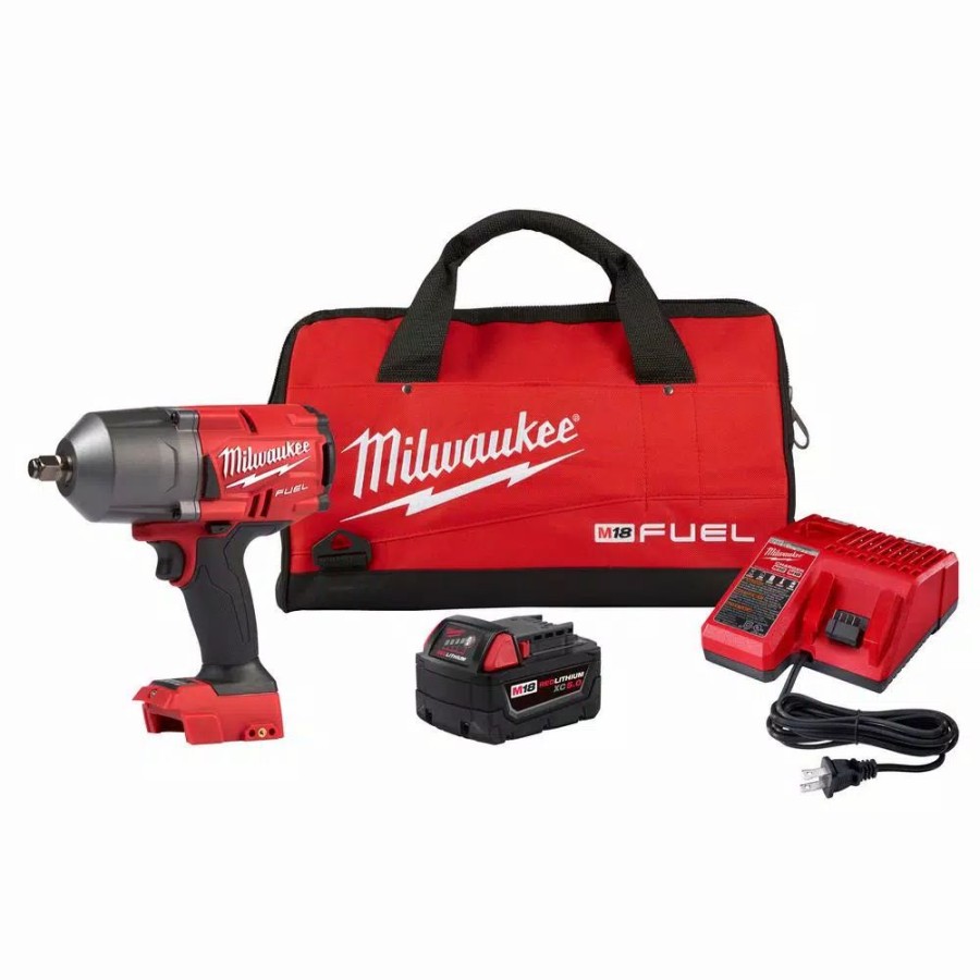 Impact Wrenches * | Impact Wrenches Milwaukee M18 Fuel 18-Volt Lithium-Ion Brushless Cordless 1/2 In. Impact Wrench W/Friction Ring Kit W/One 5.0 Ah Battery And Bag