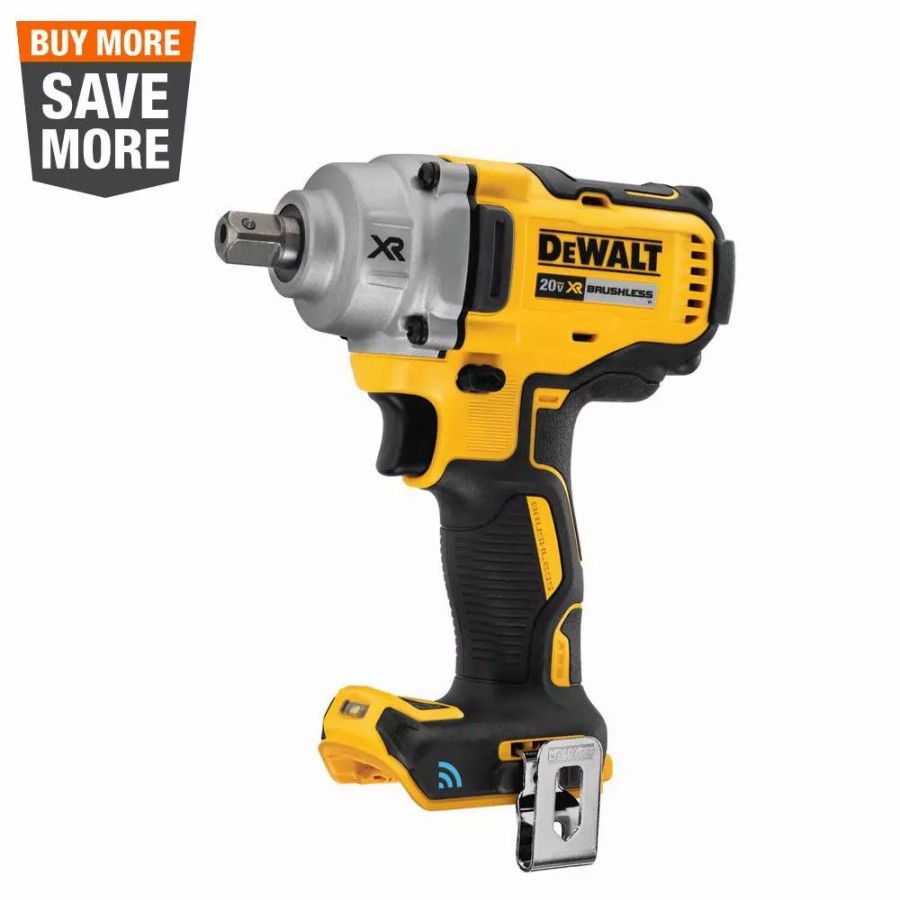 Impact Wrenches * | Impact Wrenches Dewalt 20-Volt Max Xr Cordless Brushless 1/2 In. Mid-Range Impact Wrench With Detent Pin Anvil & Tool Connect (Tool-Only)