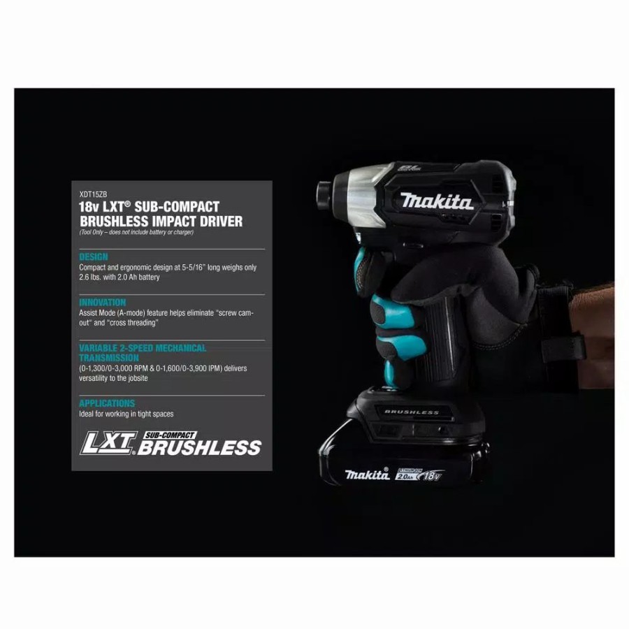 Power Tool Combo Kits * | Power Tool Combo Kits Makita 18V Lxt Sub-Compact Brushless Impact Driver, 6-1/2 In. Circ Saw And Recip Saw With Bonus 18V Lxt Starter Pack (5.0Ah)