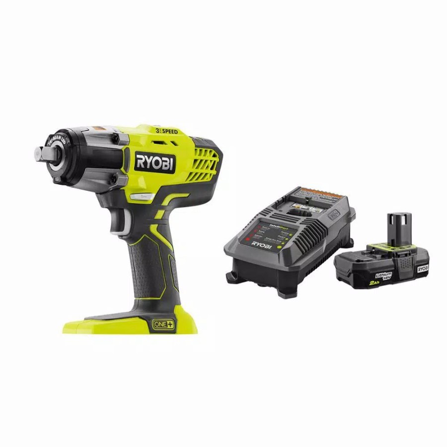 Impact Wrenches * | Impact Wrenches Ryobi 18-Volt One+ Cordless 3-Speed 1/2 In. Impact Wrench With 2.0 Ah Battery And Charger Kit