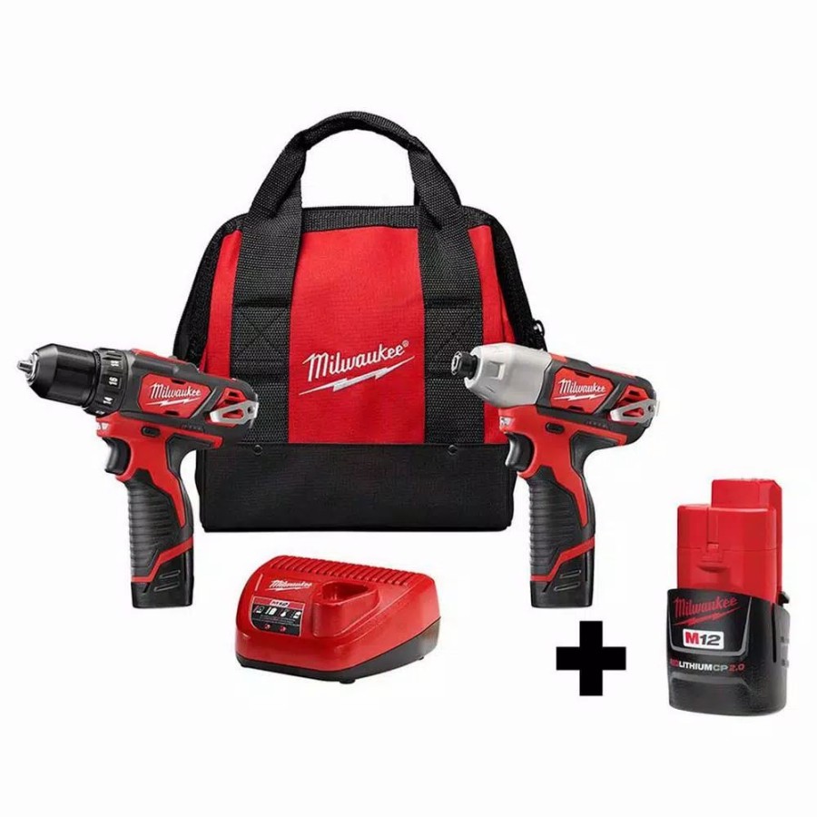 Power Tool Combo Kits * | Power Tool Combo Kits Milwaukee M12 12-Volt Lithium-Ion Cordless Drill Driver/Impact Driver Combo Kit (2-Tool)W/ Free M12 2.0Ah Compact Battery