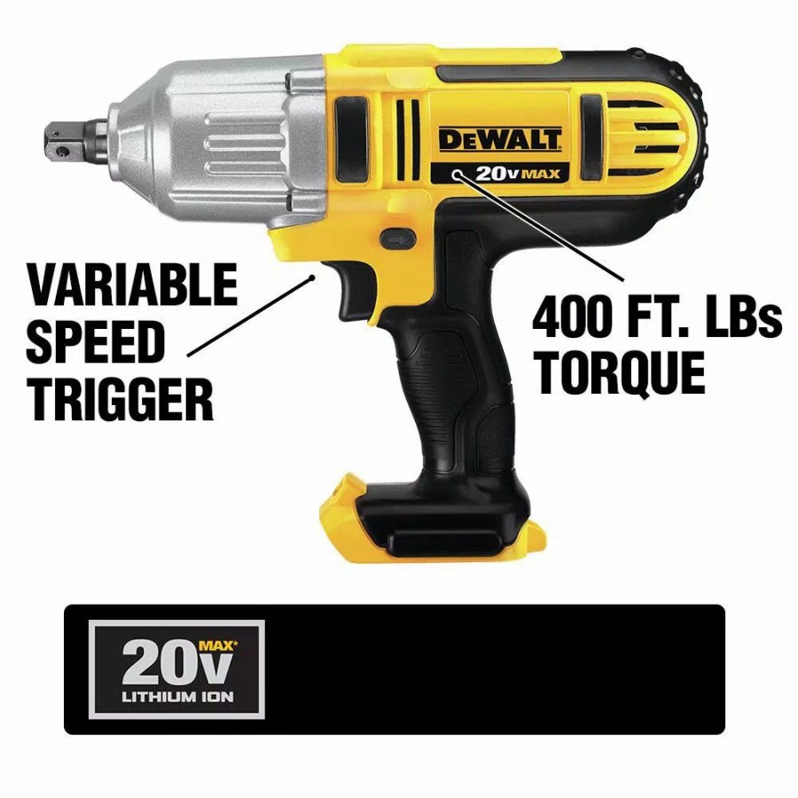 Impact Wrenches * | Impact Wrenches Dewalt 20-Volt Max Cordless 1/2 In. High Torque Impact Wrench With Detent Pin (Tool-Only)