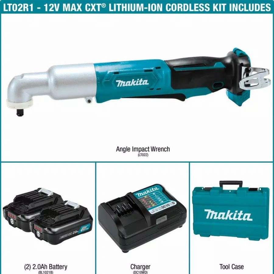 Impact Wrenches * | Impact Wrenches Makita 12-Volt Max Cxt Lithium-Ion Cordless 3/8 In. Angle Impact Wrench Kit 2.0Ah