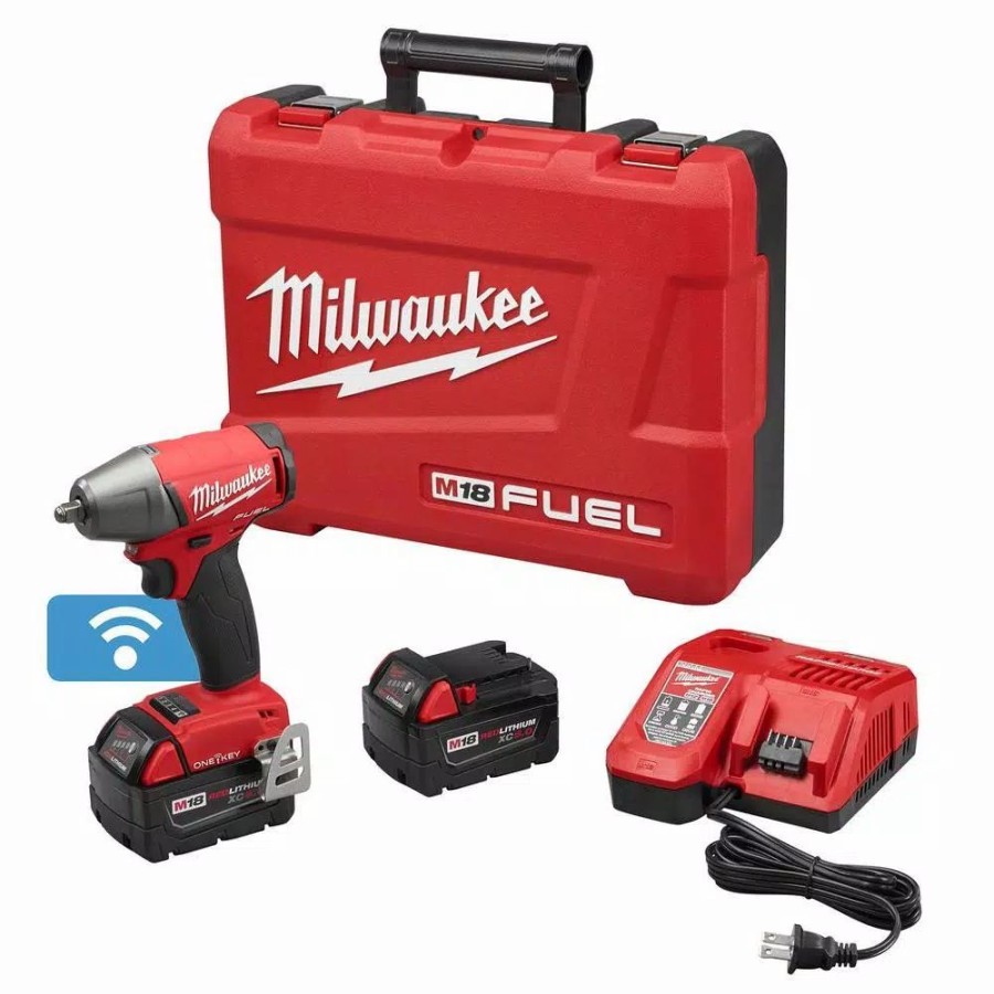 Impact Wrenches * | Impact Wrenches Milwaukee M18 Fuel One-Key 18-Volt Lithium-Ion Brushless Cordless 3/8 In. Impact Wrench W/ Friction Ring Kit W/(2) 5.0Ah Batteries