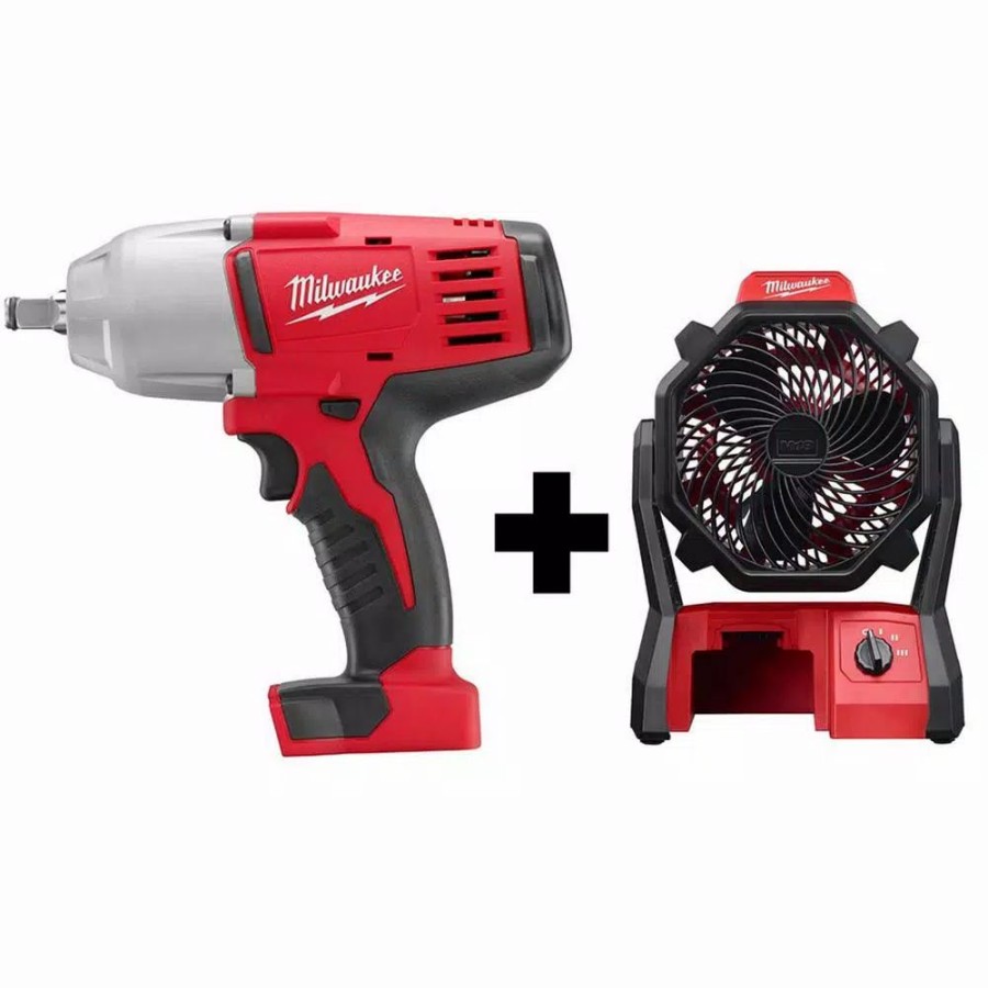 Impact Wrenches * | Impact Wrenches Milwaukee M18 18-Volt Lithium-Ion Cordless 1/2 In. Impact Wrench, Friction Ring With M18 Jobsite Fan