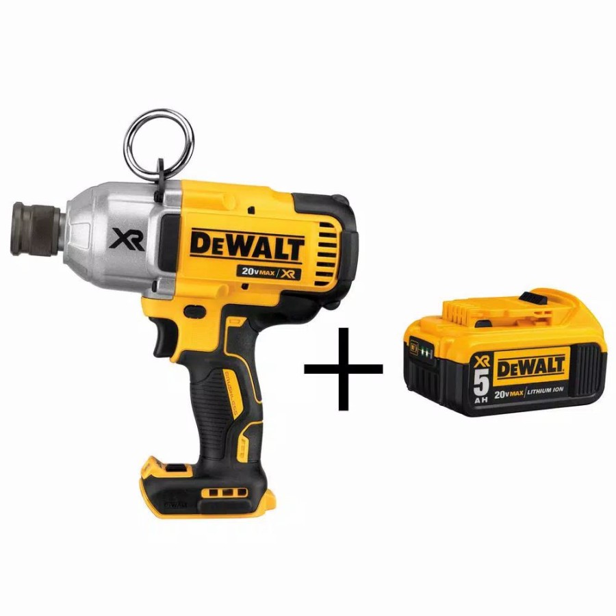 Impact Wrenches * | Impact Wrenches Dewalt 20-Volt Max Xr Cordless Brushless 7/16 In. High Torque Impact Wrench Quick Release Chuck & (1) 20-Volt 5.0Ah Battery