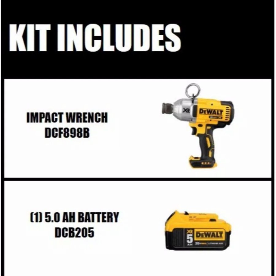 Impact Wrenches * | Impact Wrenches Dewalt 20-Volt Max Xr Cordless Brushless 7/16 In. High Torque Impact Wrench Quick Release Chuck & (1) 20-Volt 5.0Ah Battery