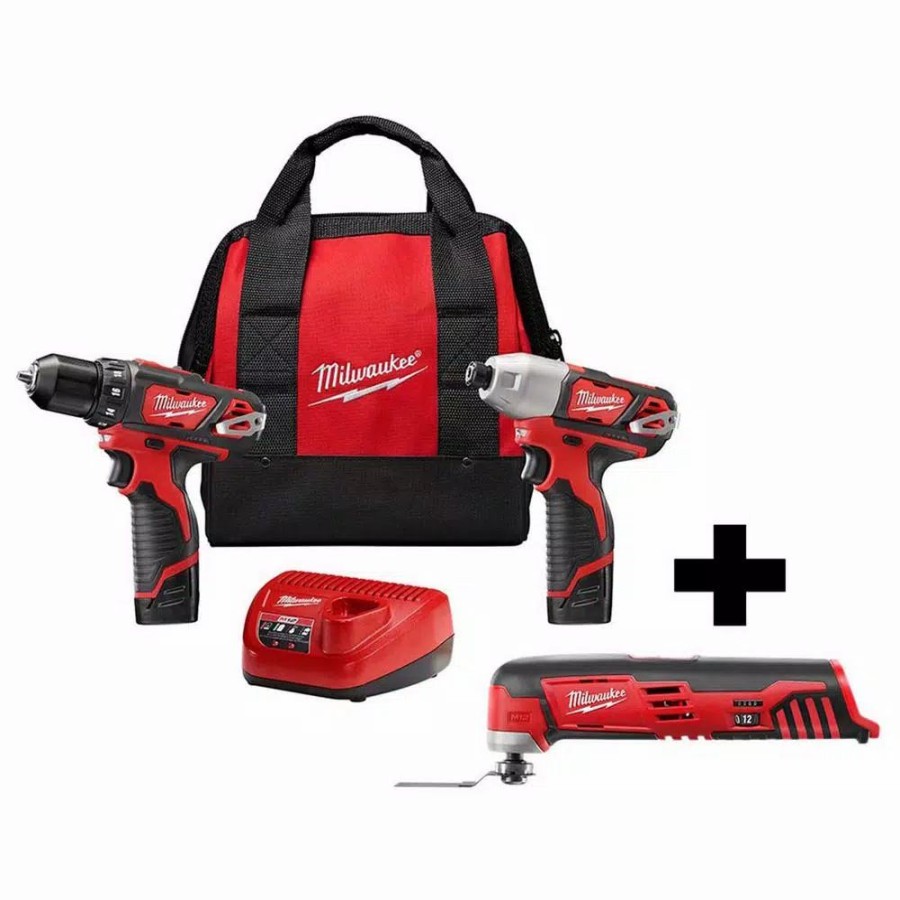 Power Tool Combo Kits * | Power Tool Combo Kits Milwaukee M12 12-Volt Lithium-Ion Cordless Drill Driver/Impact Driver Combo Kit (2-Tool) W/ M12 Oscillating Multi-Tool