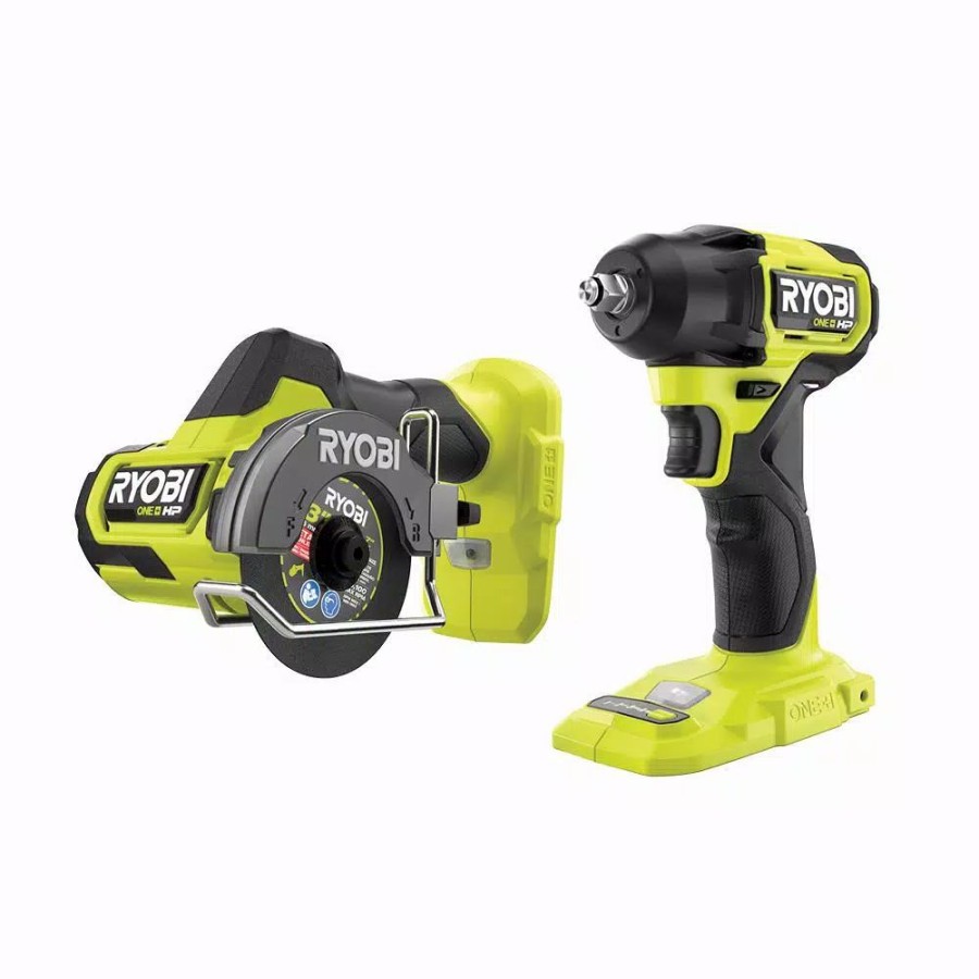 Impact Wrenches * | Impact Wrenches Ryobi One+ Hp 18V Brushless Cordless Compact 3/8 In. Impact Wrench And Compact Cut-Off Tool (Tools Only)