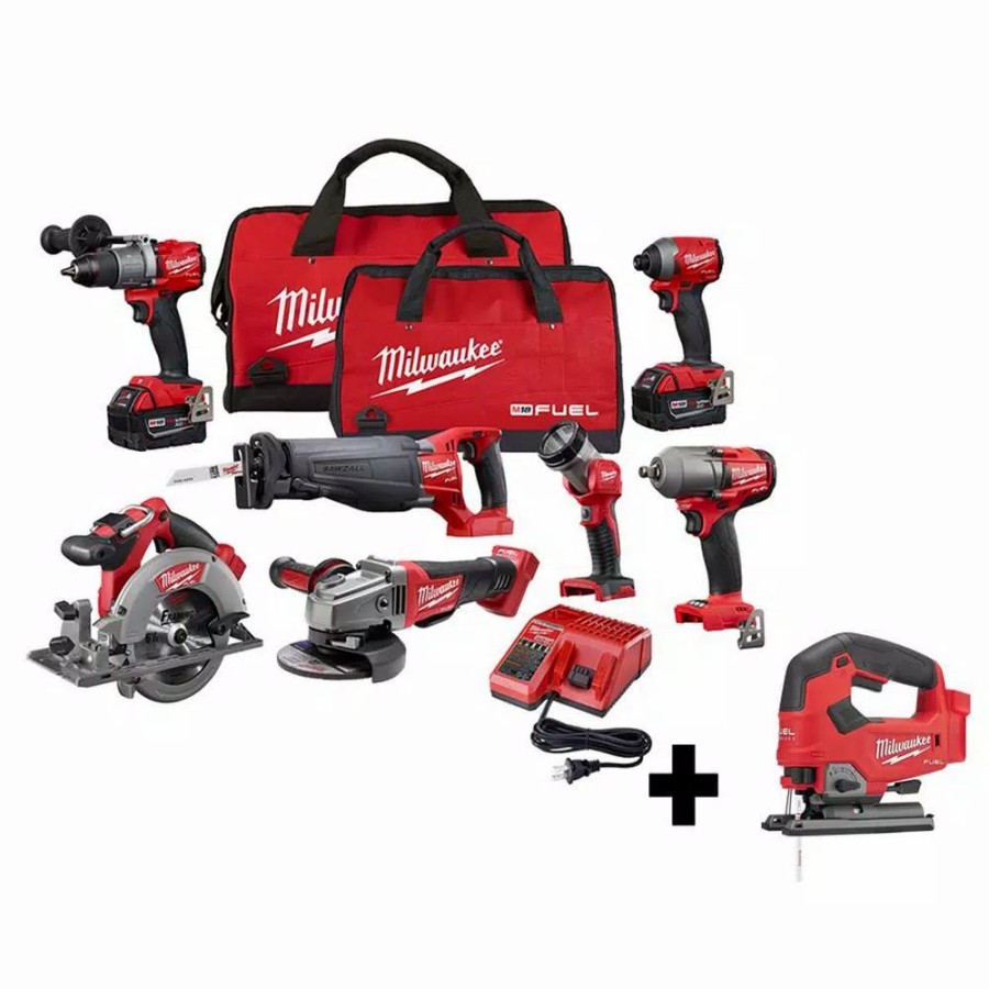 Power Tool Combo Kits * | Power Tool Combo Kits Milwaukee M18 Fuel 18-Volt Lithium-Ion Brushless Cordless Combo Kit (7-Tool) With Two 5.0 Ah Batteries And M18 Fuel Jigsaw