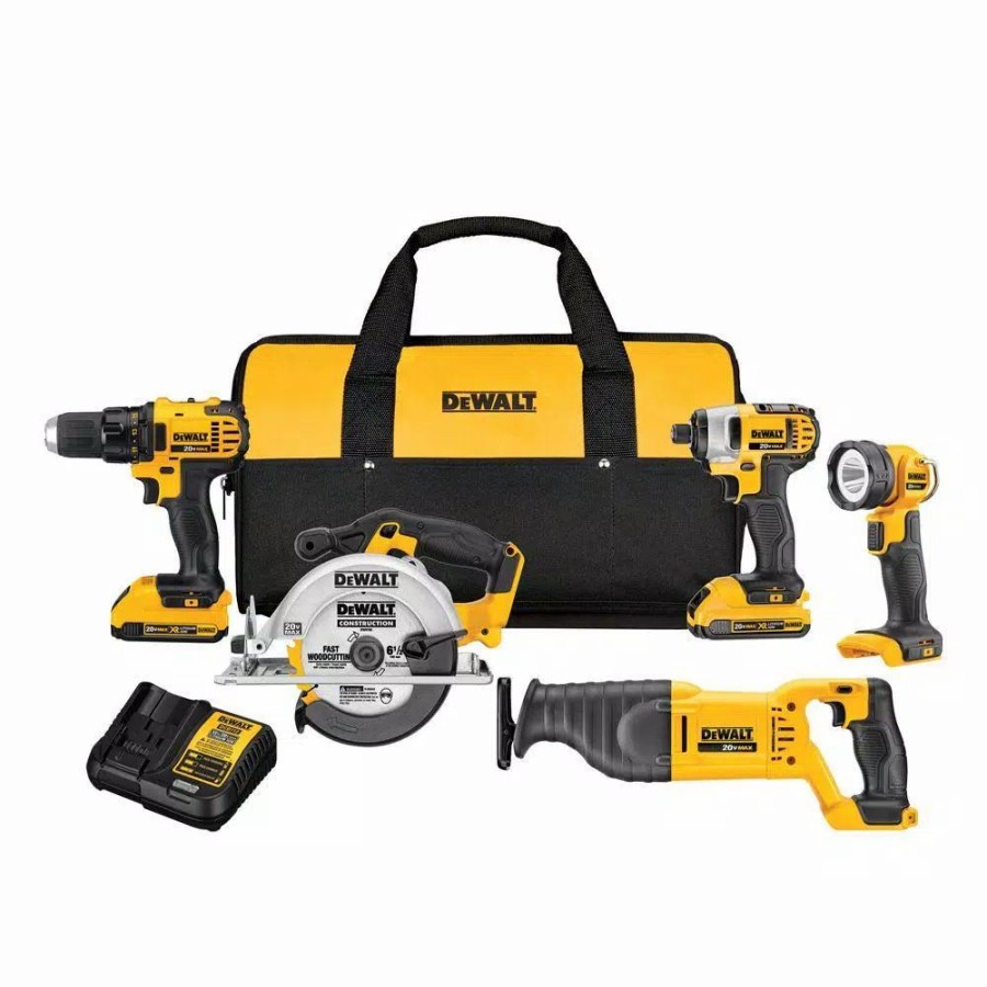 Power Tool Combo Kits * | Power Tool Combo Kits Dewalt 20-Volt Max Cordless Combo Kit (5-Tool) With (2) 20-Volt 2.0Ah Batteries & Charger