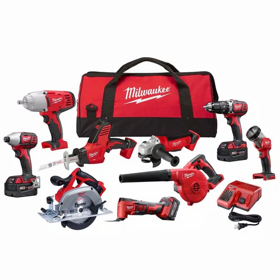 Power Tool Combo Kits * | Power Tool Combo Kits Milwaukee M18 18-Volt Lithium-Ion Cordless Combo Tool Kit (9-Tool) With (3) 4.0 Ah Batteries, Charger And Tool Bag