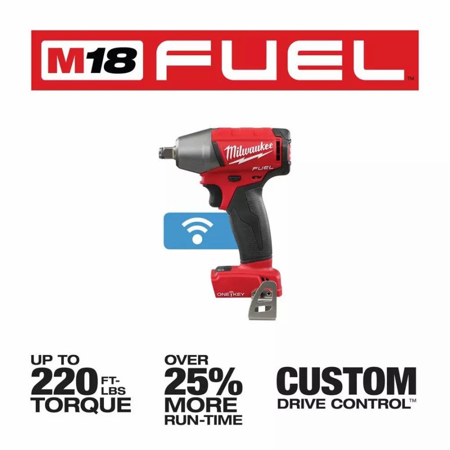 Impact Wrenches * | Impact Wrenches Milwaukee M18 Fuel One-Key 18-Volt Lithium-Ion Brushless Cordless 1/2 In. Impact Wrench W/ Friction Ring (Tool-Only)