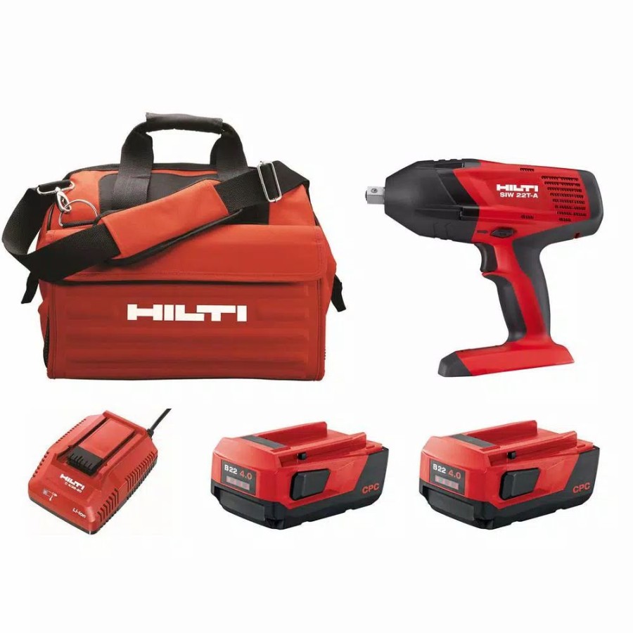 Impact Wrenches * | Impact Wrenches Hilti Siw T-A 22-Volt 1/2 In. High Torque Cordless Impact Wrench Kit With 4.0 Lithium -Ion Battery Pack, Charger And Bag