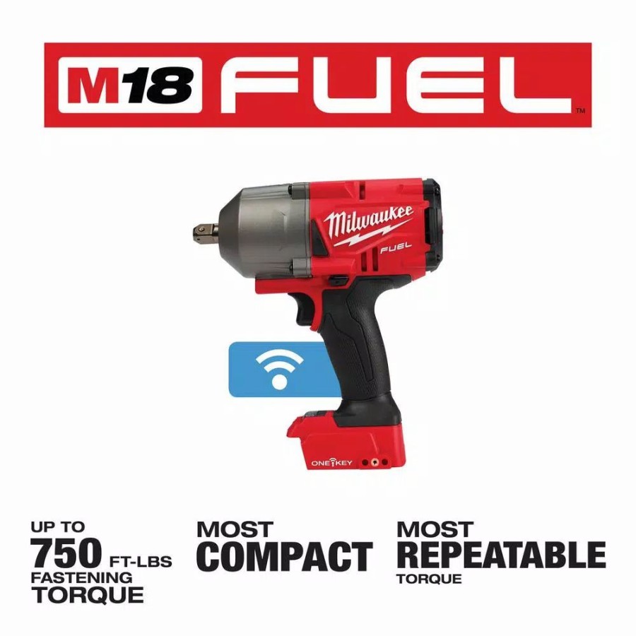 Impact Wrenches * | Impact Wrenches Milwaukee M18 Fuel One-Key 18-Volt Lithium-Ion Brushless Cordless 1/2 In. Impact Wrench With Pin Detent (Tool-Only)