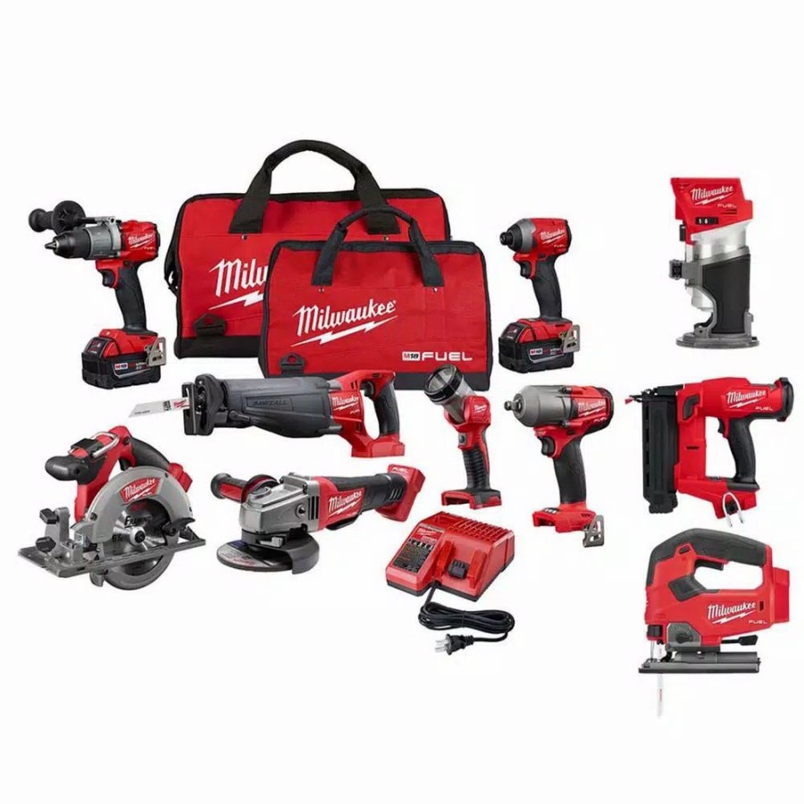 Power Tool Combo Kits * | Power Tool Combo Kits Milwaukee M18 Fuel 18-Volt Lithium-Ion Brushless Cordless Combo Kit (10-Tool) W/(2) 5.0 Ah Batteries, (1) Charger, (2) Tool Bags