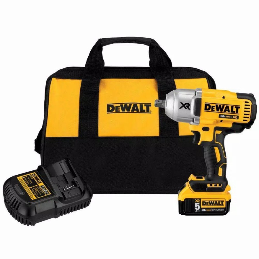 Impact Wrenches * | Impact Wrenches Dewalt 20-Volt Max Xr Cordless Brushless 1/2 In. High Torque Impact Wrench With Detent Pin Anvil, (1) 20-Volt 5.0Ah Battery