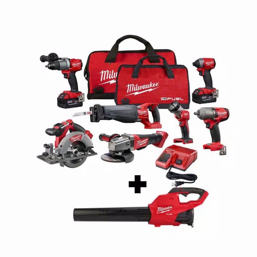 Power Tool Combo Kits * | Power Tool Combo Kits Milwaukee M18 Fuel 18-Volt Lithium-Ion Brushless Cordless Combo Kit (7-Tool) With M18 Fuel Handheld Blower