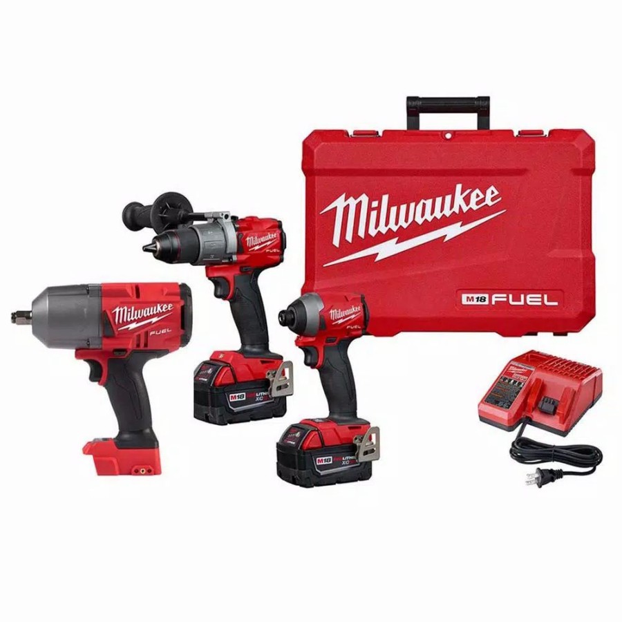 Power Tool Combo Kits * | Power Tool Combo Kits Milwaukee M18 Fuel 18-Volt Lithium-Ion Brushless Cordless Hammer Drill And Impact Driver Combo Kit (2-Tool) With Impact Wrench