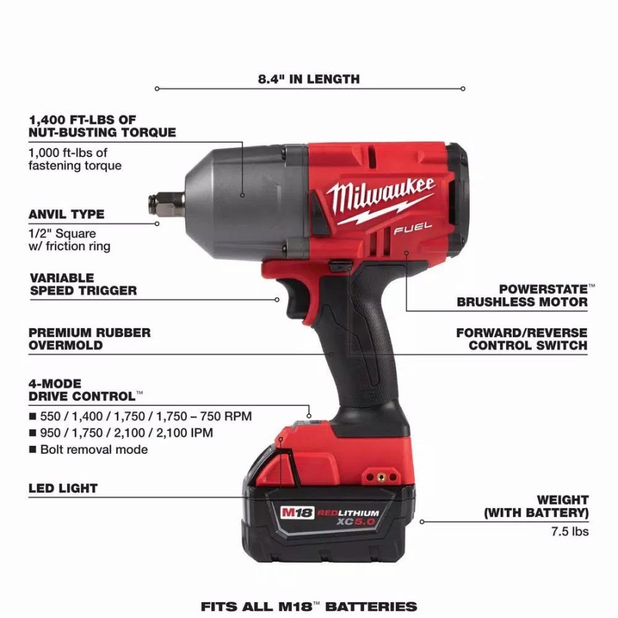 Power Tool Combo Kits * | Power Tool Combo Kits Milwaukee M18 Fuel 18-Volt Lithium-Ion Brushless Cordless Hammer Drill And Impact Driver Combo Kit (2-Tool) With Impact Wrench