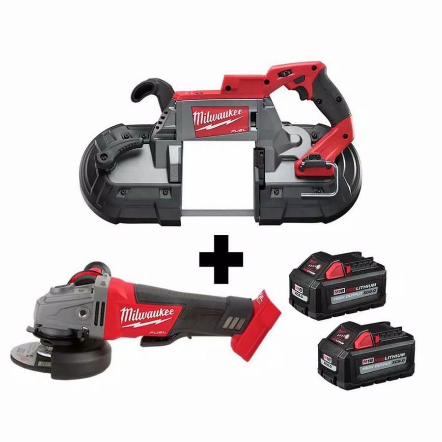 Power Tool Combo Kits * | Power Tool Combo Kits Milwaukee M18 Fuel 18-Volt Lithium-Ion Brushless Cordless Deep Cut Band Saw And Grinder With Two 6.0 Ah Batteries